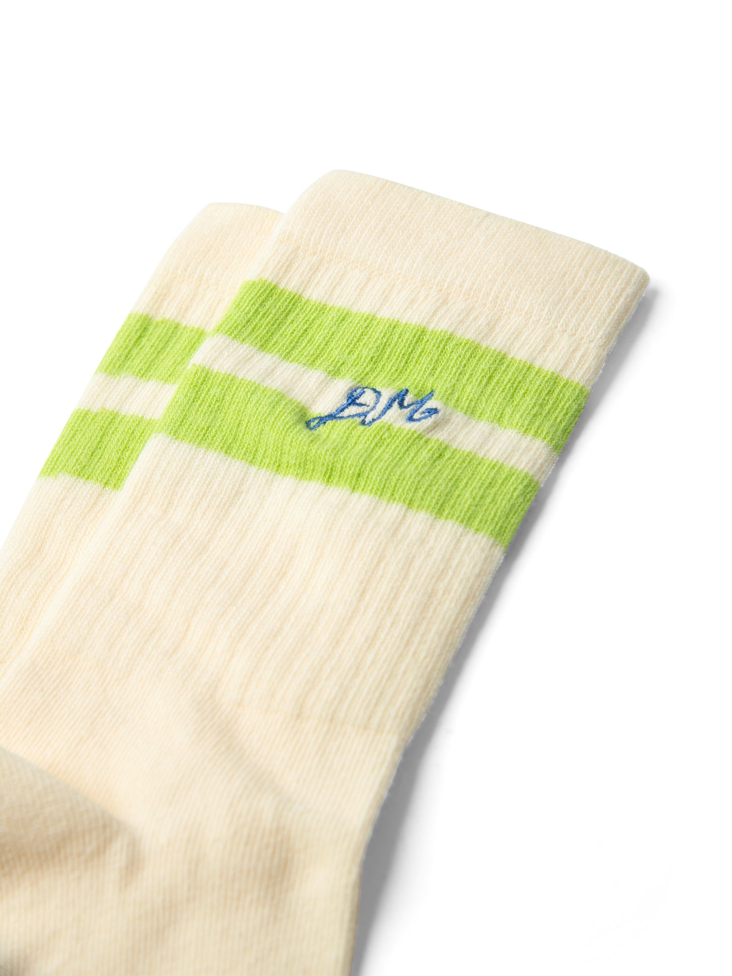 Damson Madder - Sporty Calf Length Sock, Crème/Chartruse