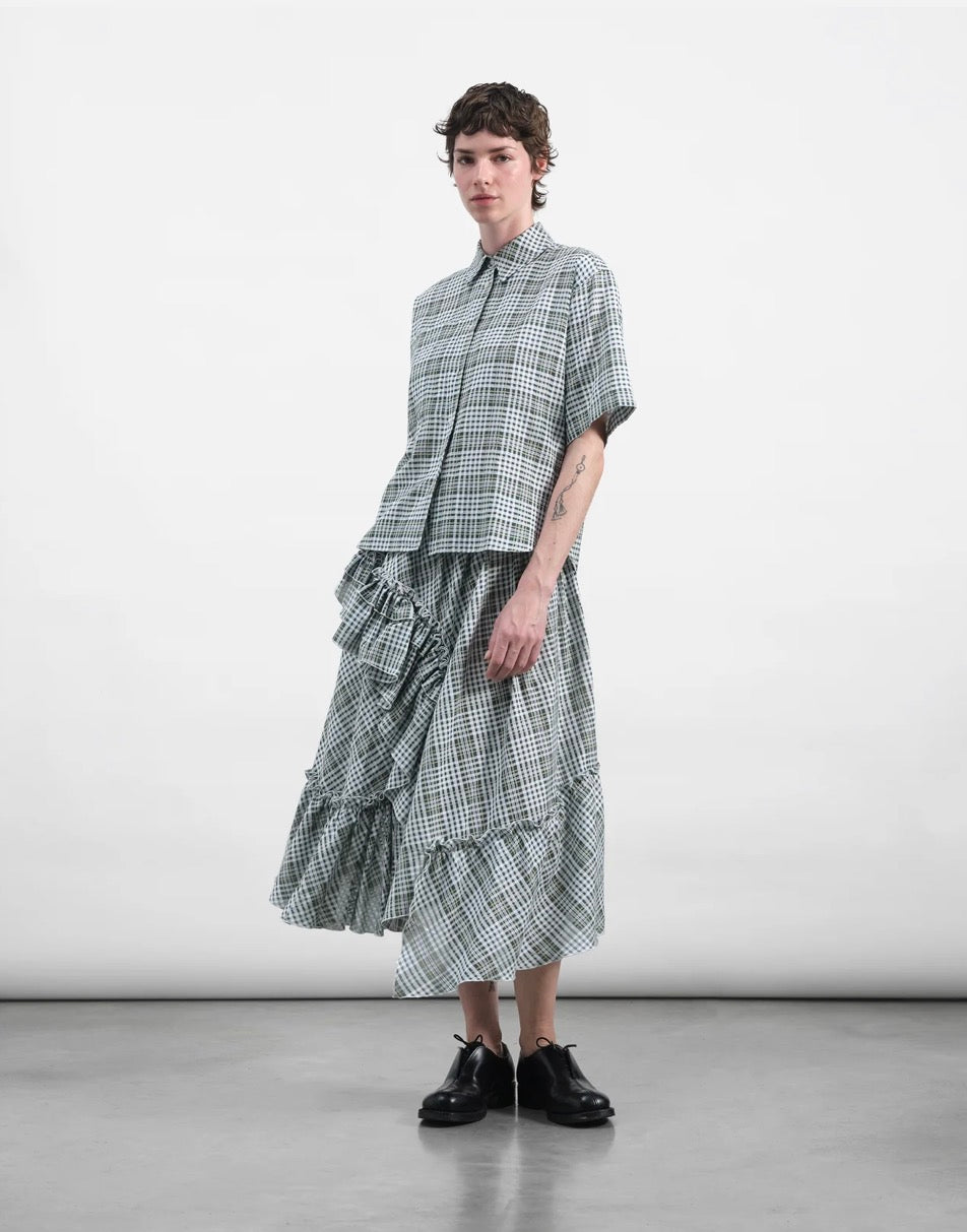YMC - Draped Skirt, Multi Check
