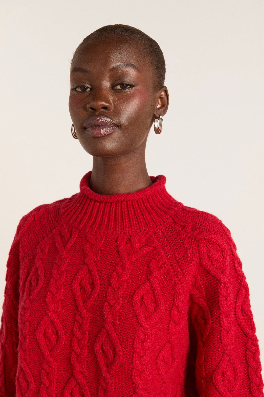 Damson Madder - Ffion Stitch Interest Jumper, Red