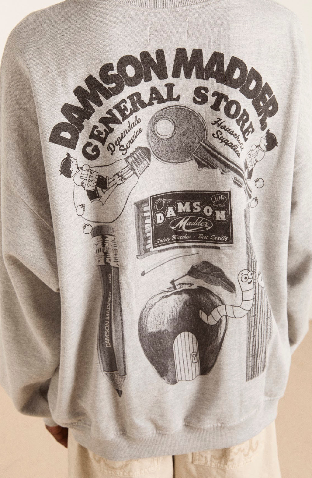 Damson Madder - General Store Sweatshirt, Grey Marl