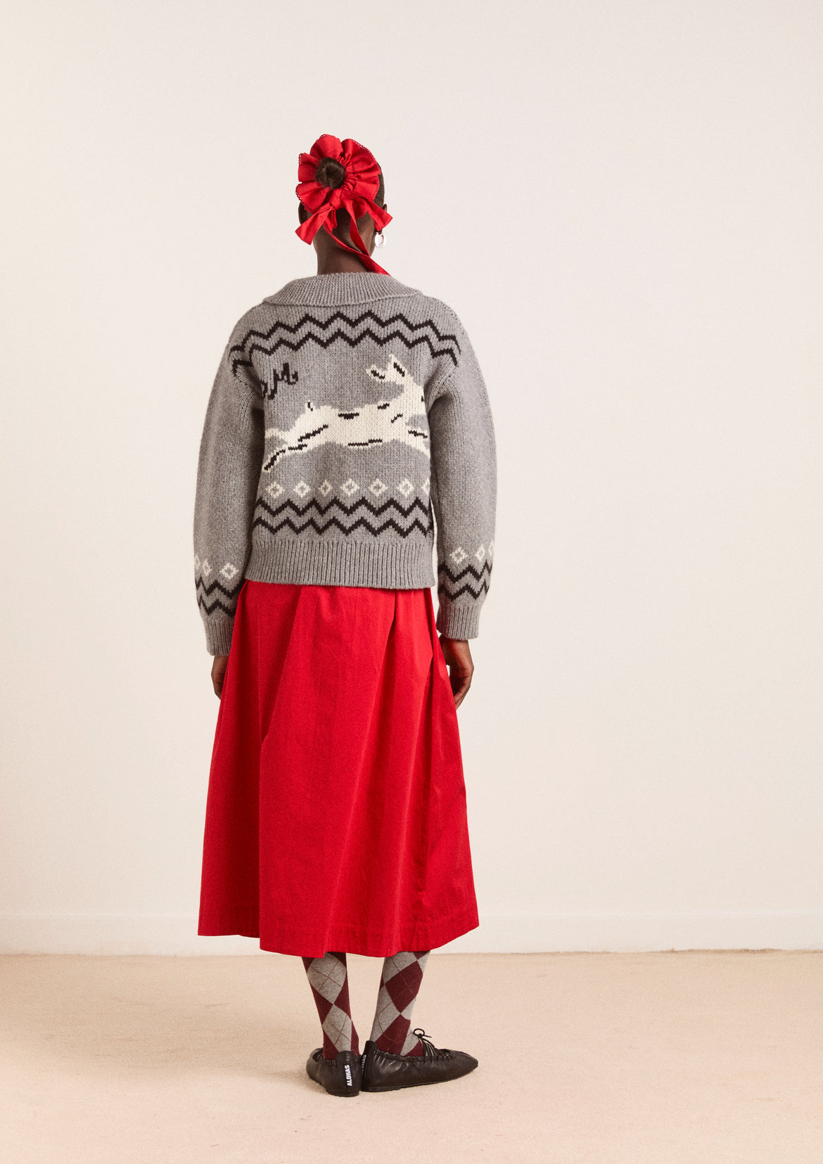 Damson Madder - Cecily Collar Cardigan, Bunny Intarsia