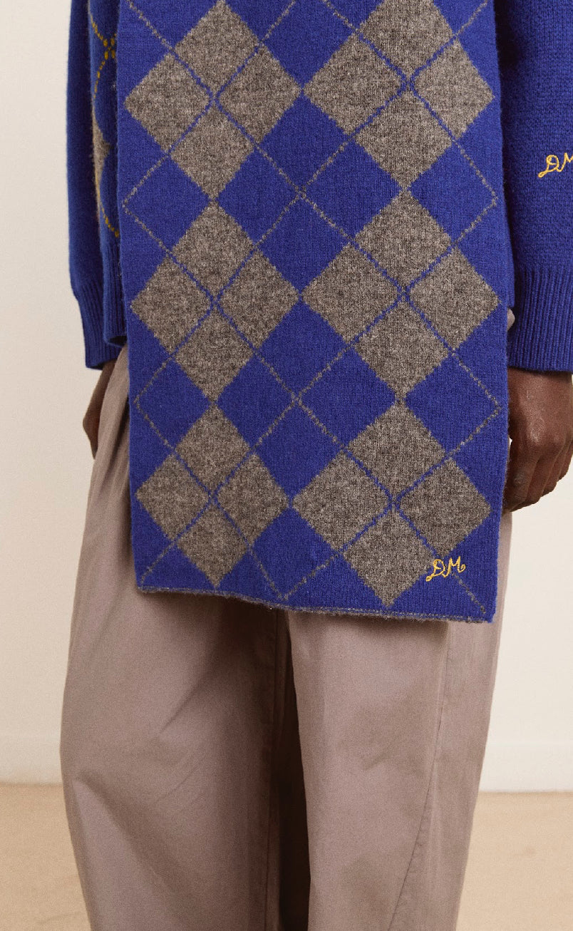 Damson Madder - Saskia Scarf, Bold Argyle