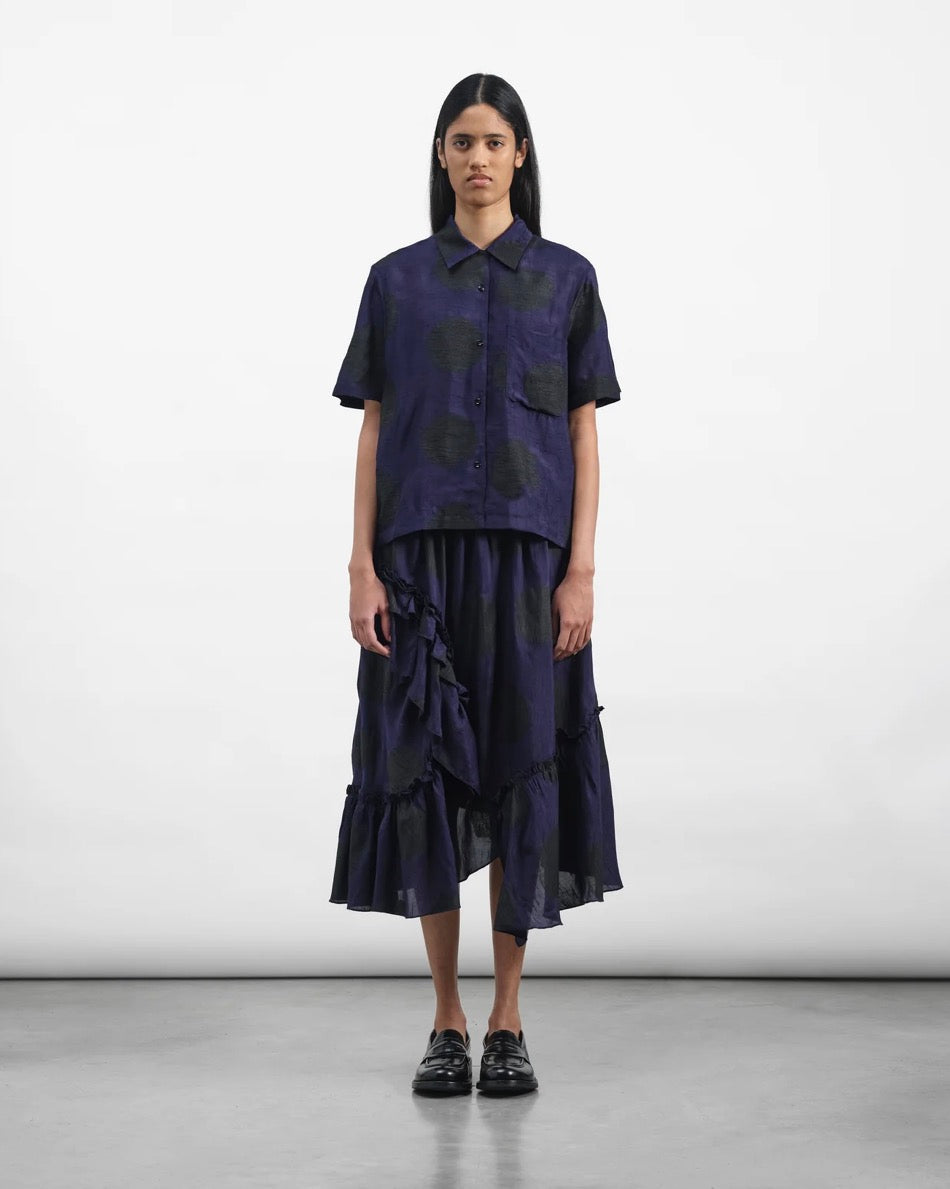 YMC - Draped Skirt, Black/Blue