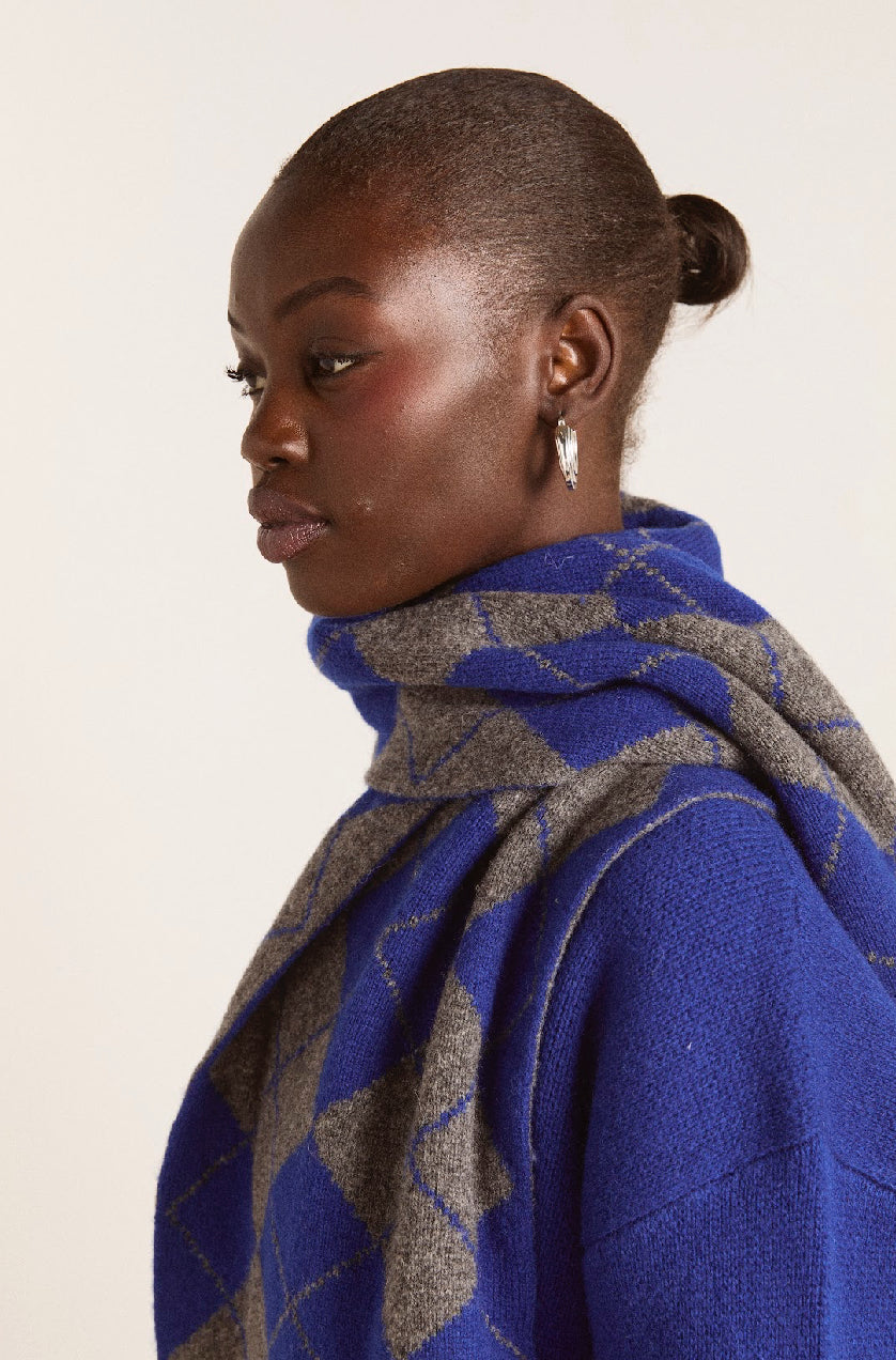 Damson Madder - Saskia Scarf, Bold Argyle