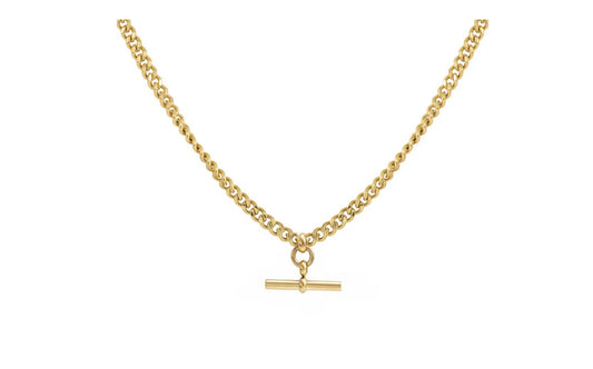 By Rae - The Piha T-Bar Necklace Curb, Gold