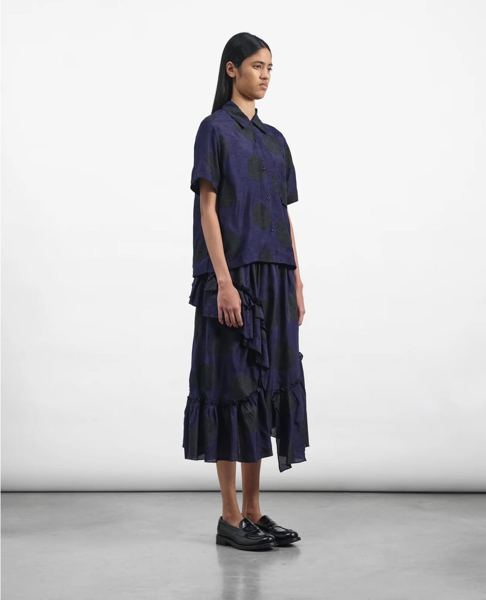 YMC - Draped Skirt, Black/Blue