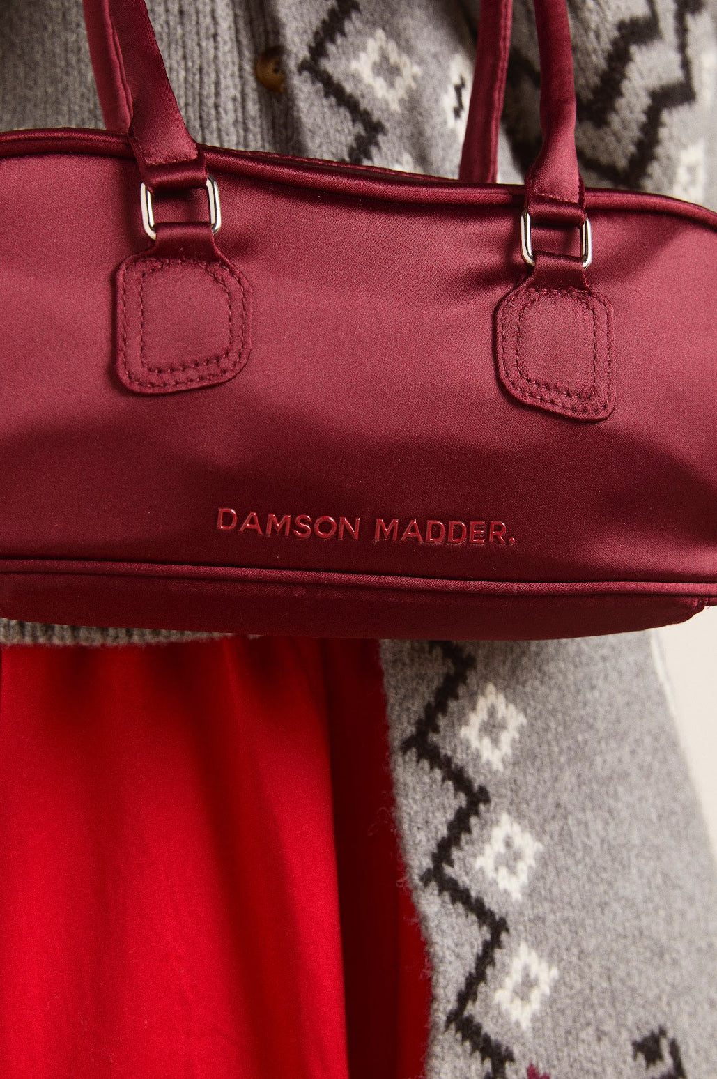Damson Madder - Benny Mini Bowler, Burgundy Satin