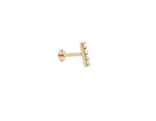 By Rae - The Pearl Row Flat Back Stud, Single