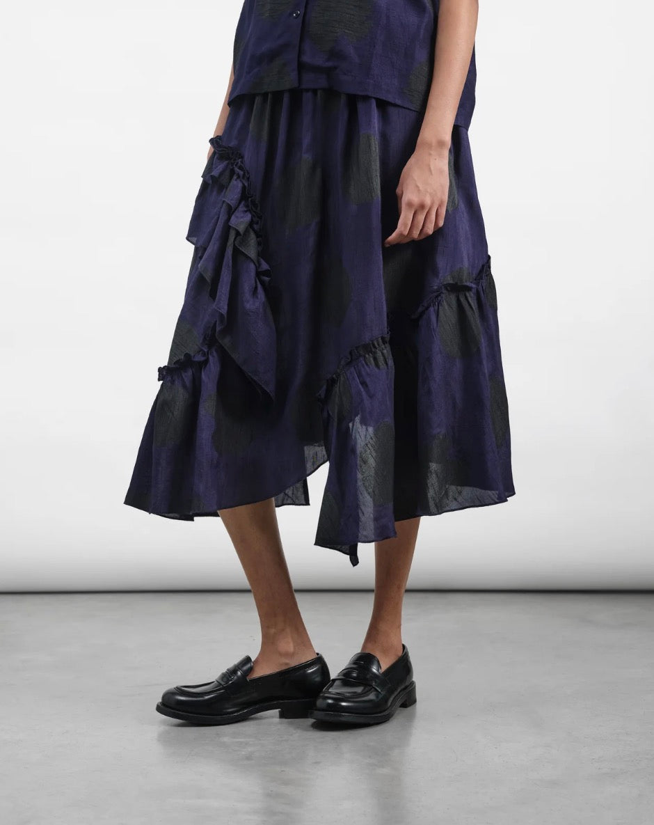 YMC - Draped Skirt, Black/Blue