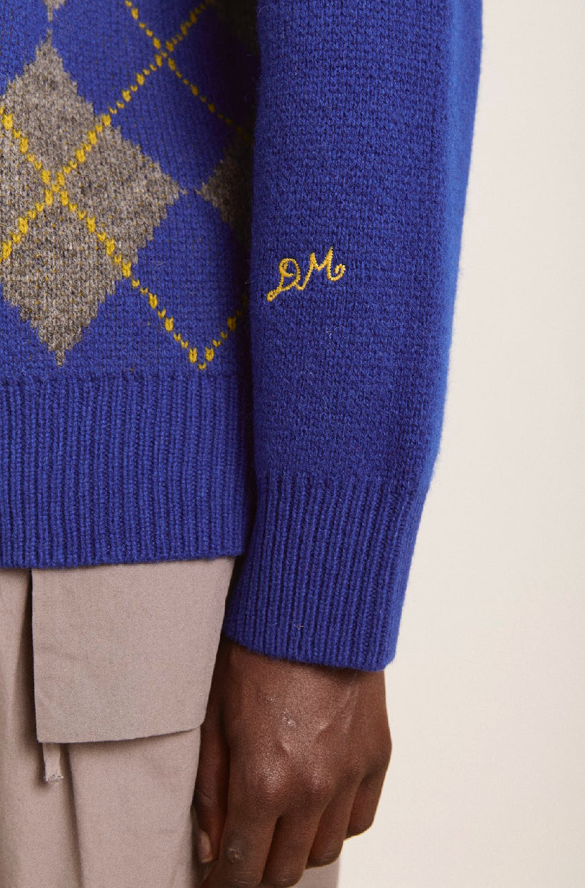Damson Madder - Saskia Slouchy Rugby Jumper, Bold Argyle