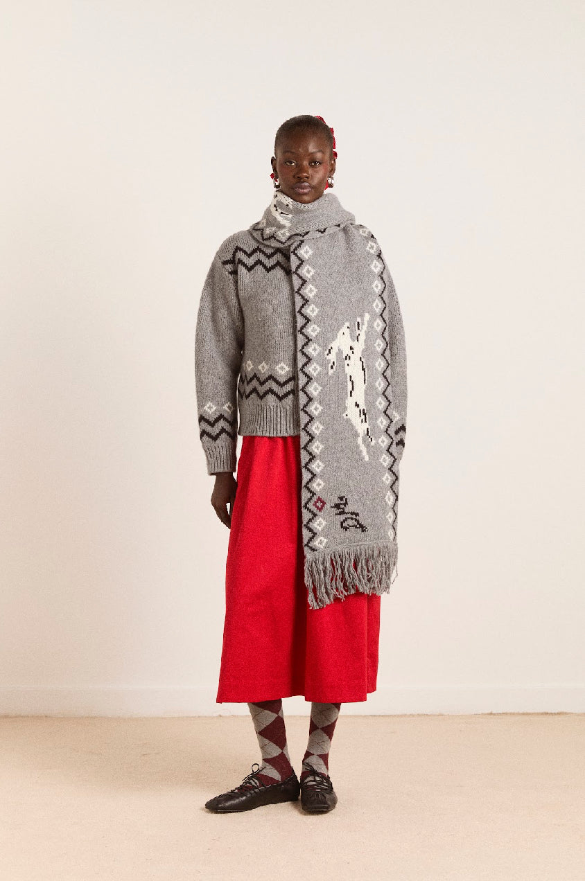 Damson Madder - Cecily Scarf, Bunny Intarsia