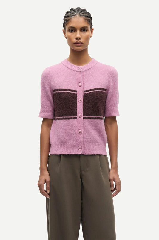 Samsøe Samsøe - Sanoura SS Cardigan, Orchid Wide Stripe