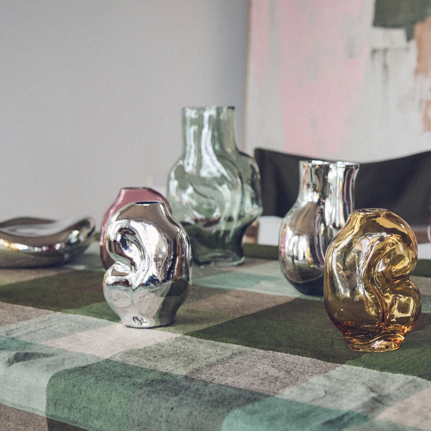 HKLIVING - Gleam Glass Small Vase, Chrome