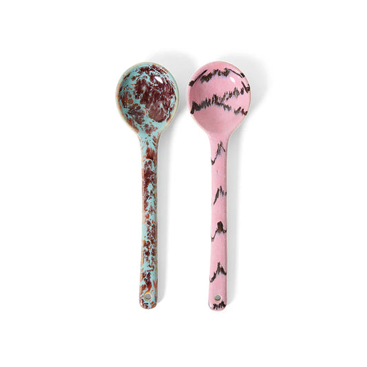 HKLIVING - 70s Ceramics: Serving Spoons, Sprinkle (set of 2)