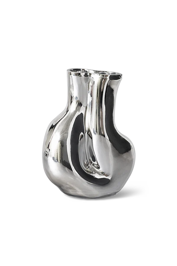 HKLIVING - Gleam Glass Vase, Chrome