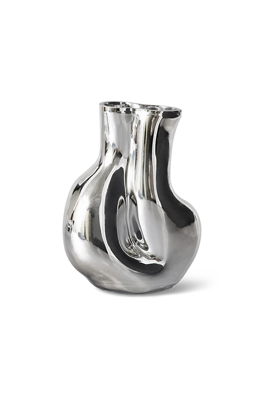 HKLIVING - Gleam Glass Vase, Chrome