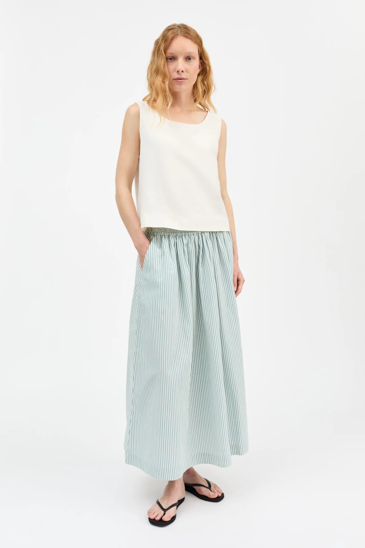 Skall Studio - Dagny Skirt, White/Aqua Stripe