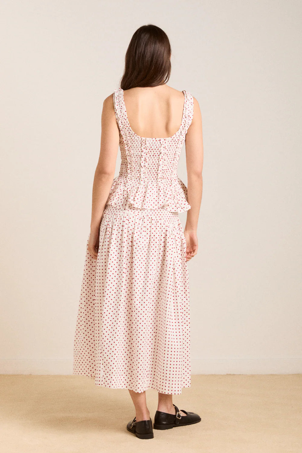 Damson Madder - Layla Skirt, Off-White and Red Spot