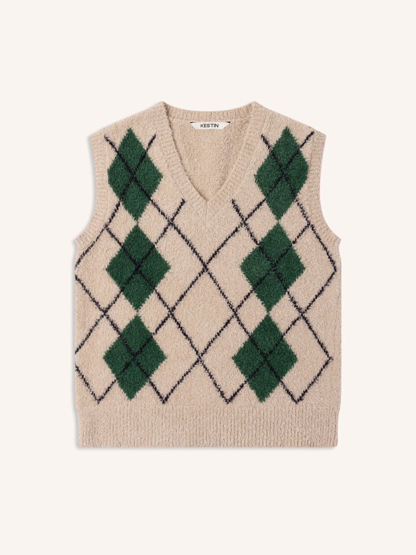 Kestin - Carron Argyle Vest, Ecru
