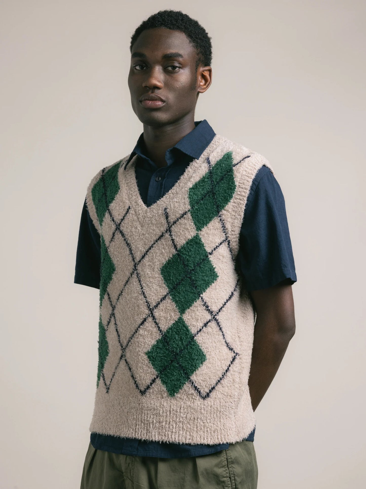 Kestin - Carron Argyle Vest, Ecru
