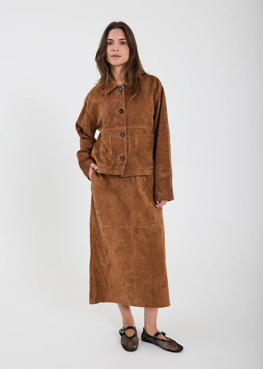 NORR - Nathalia Suede Jacket, Cognac