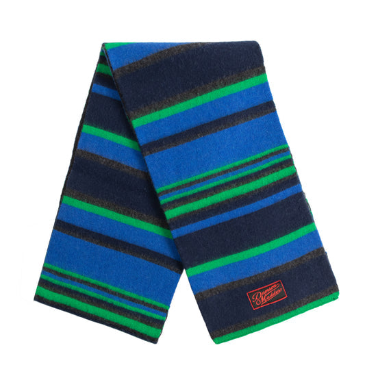 Damson Madder - Rene Scarf in Merino Wool - Green/Blue Stripe