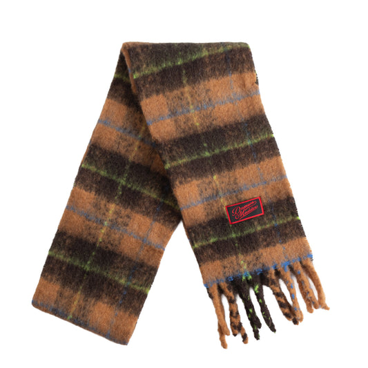 Damson Madder - Fluffy Scarf, Tan Check