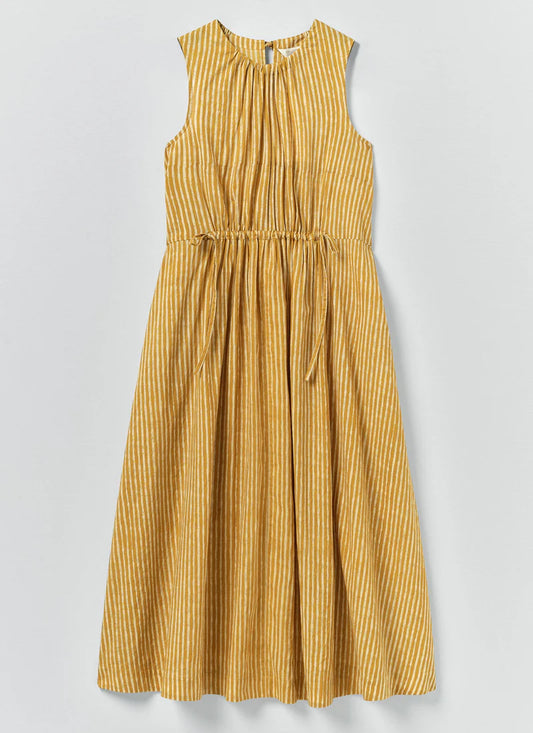 TOAST - Natural Dye Stripe Cotton Dress, Tumeric