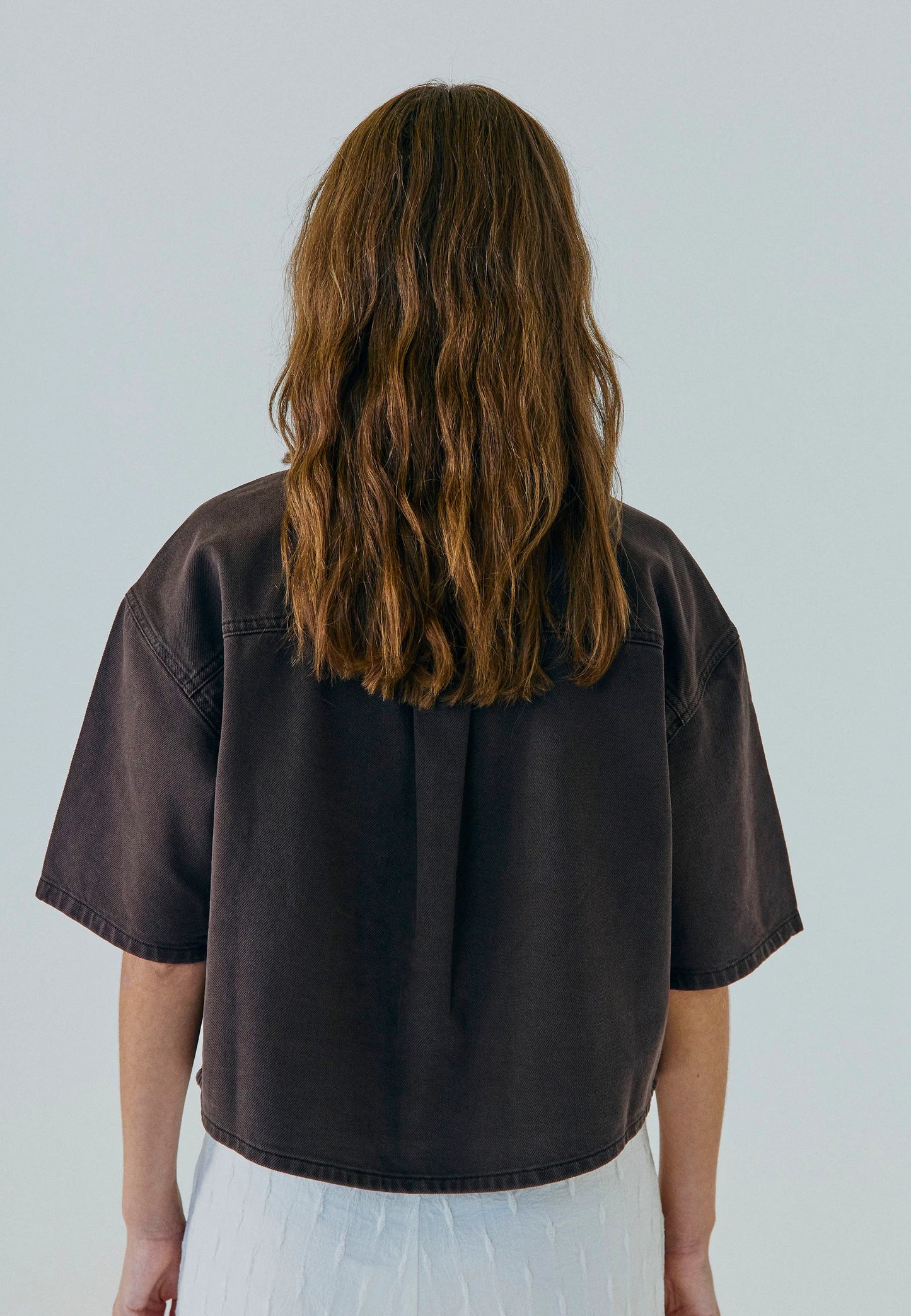 NORR - Kenzie Short Sleeve Denim Shirt, Washed Brown