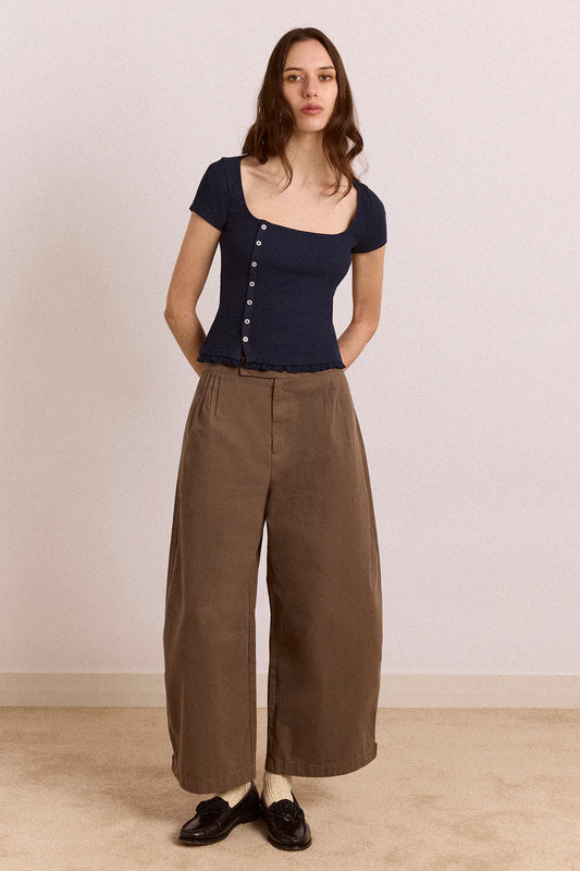 Damson Madder - Posie Short Sleeve Top, Navy