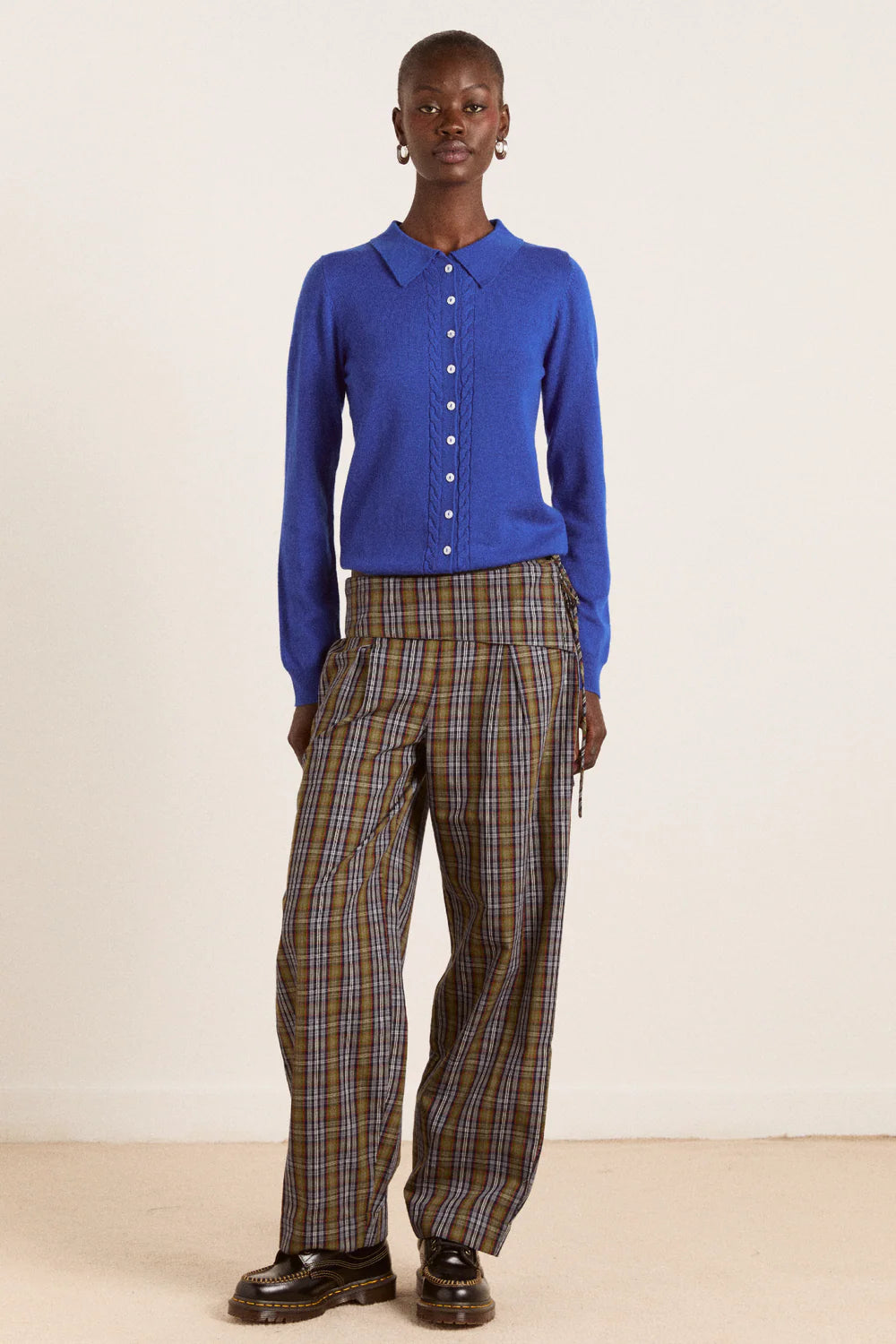 Damson Madder - Voula Fine Gauge Cardigan, Blue