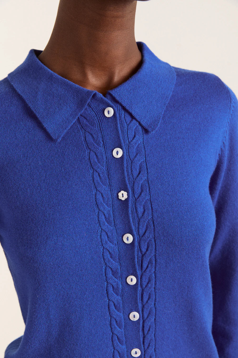Damson Madder - Voula Fine Gauge Cardigan, Blue