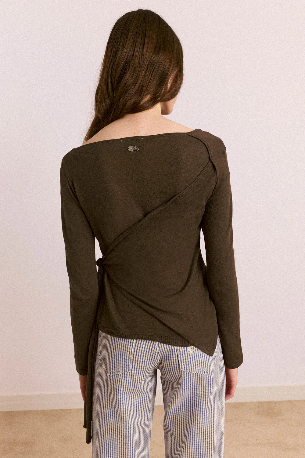 Damson Madder - Hannie Sheer Tie Jumper, Khaki