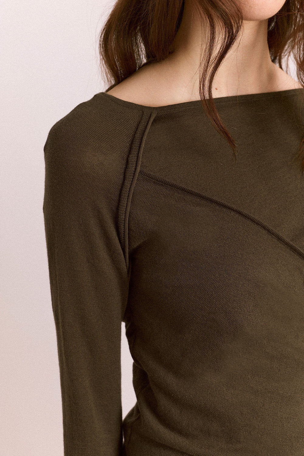 Damson Madder - Hannie Sheer Tie Jumper, Khaki