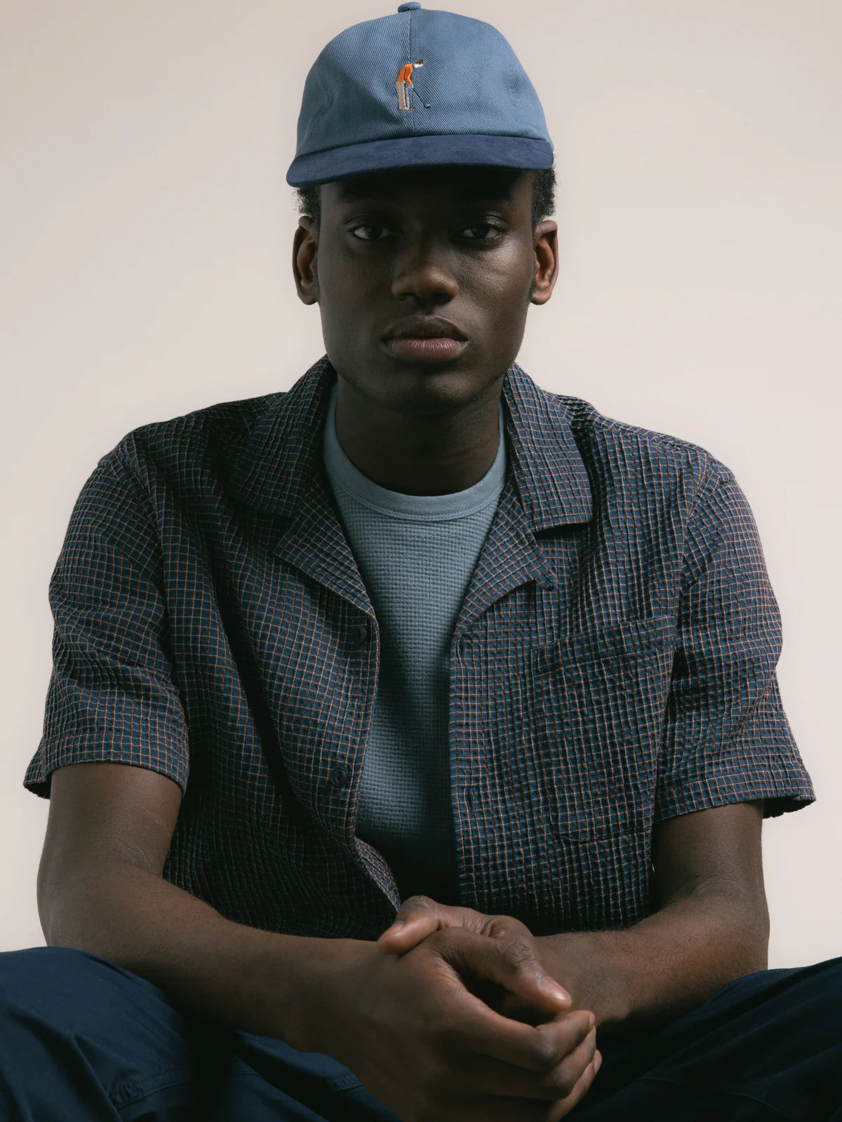 Kestin - Crammond Shirt, Navy Check Japanese Seersucker