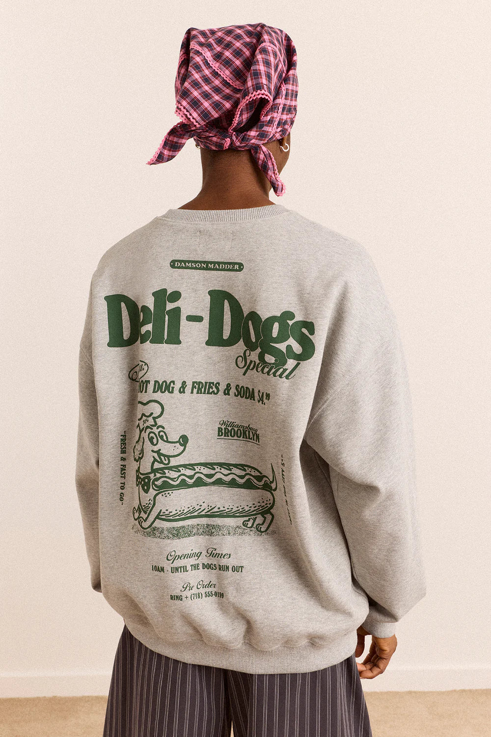 Damson Madder - Deli Dog Sweatshirt, Grey Marl