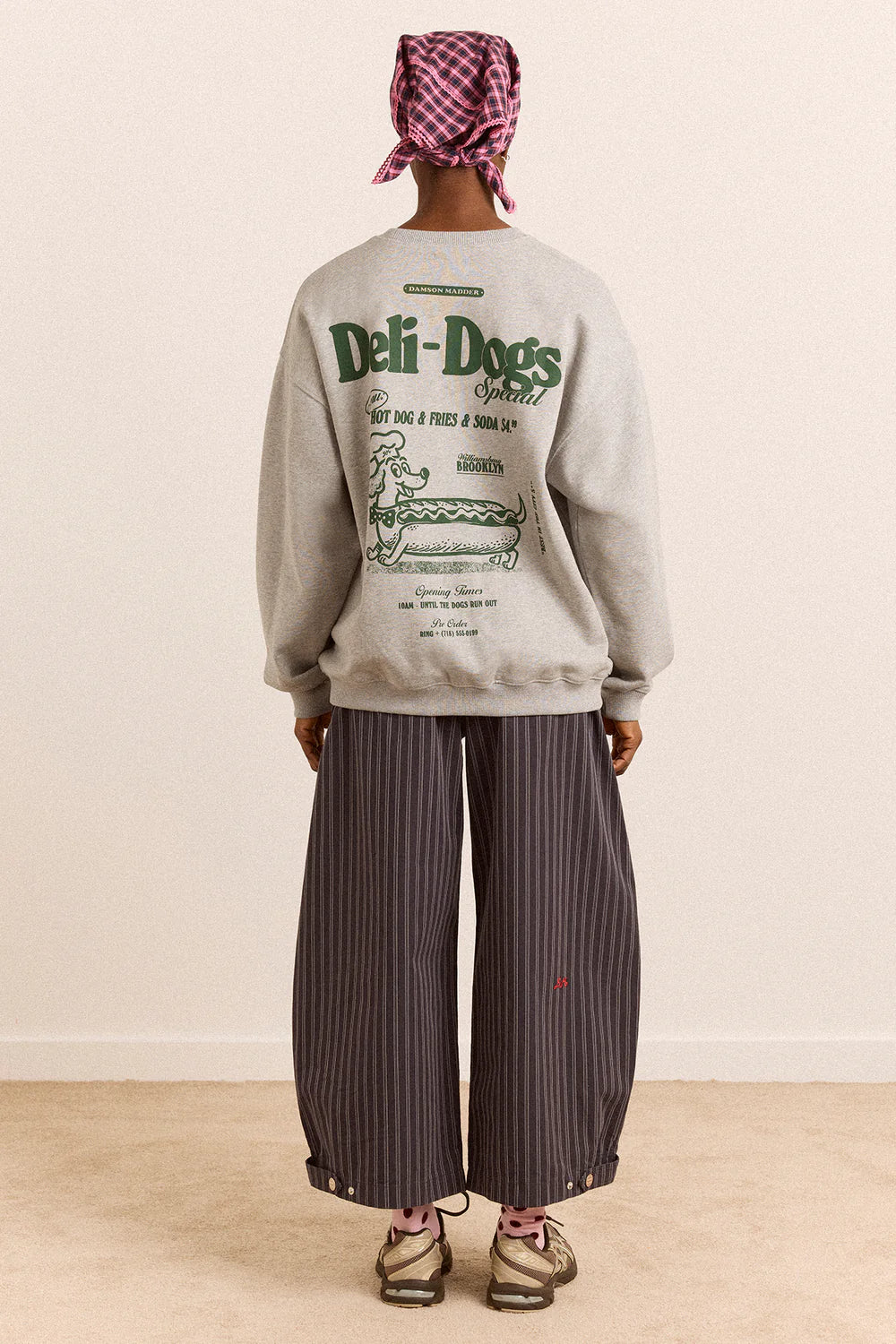 Damson Madder - Deli Dog Sweatshirt, Grey Marl