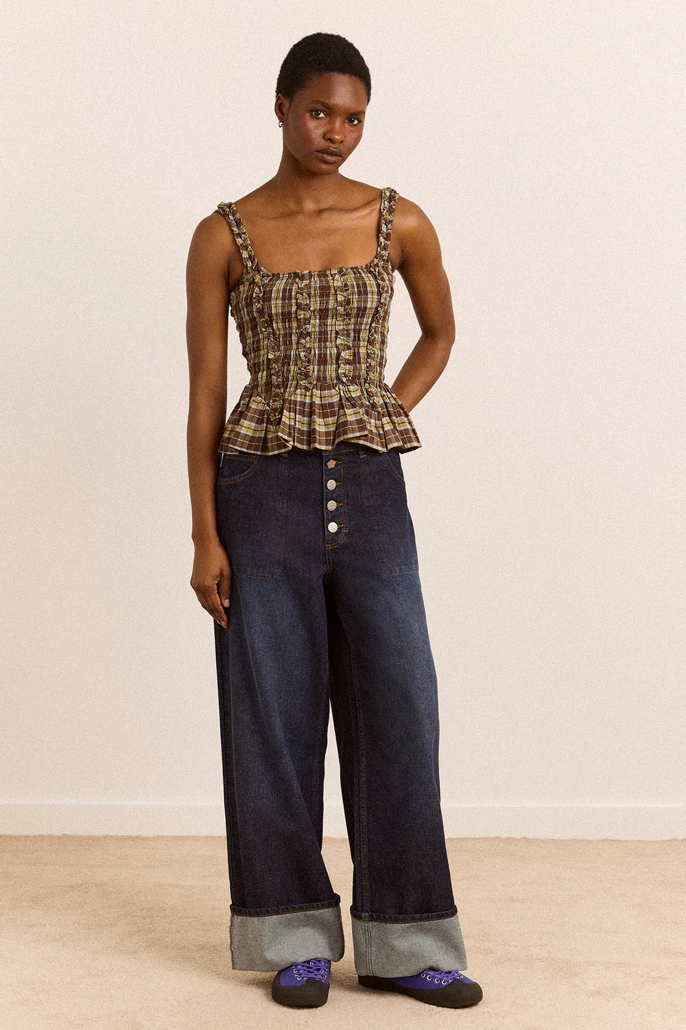 Damson Madder - Raphi Cami, Cocoa Check
