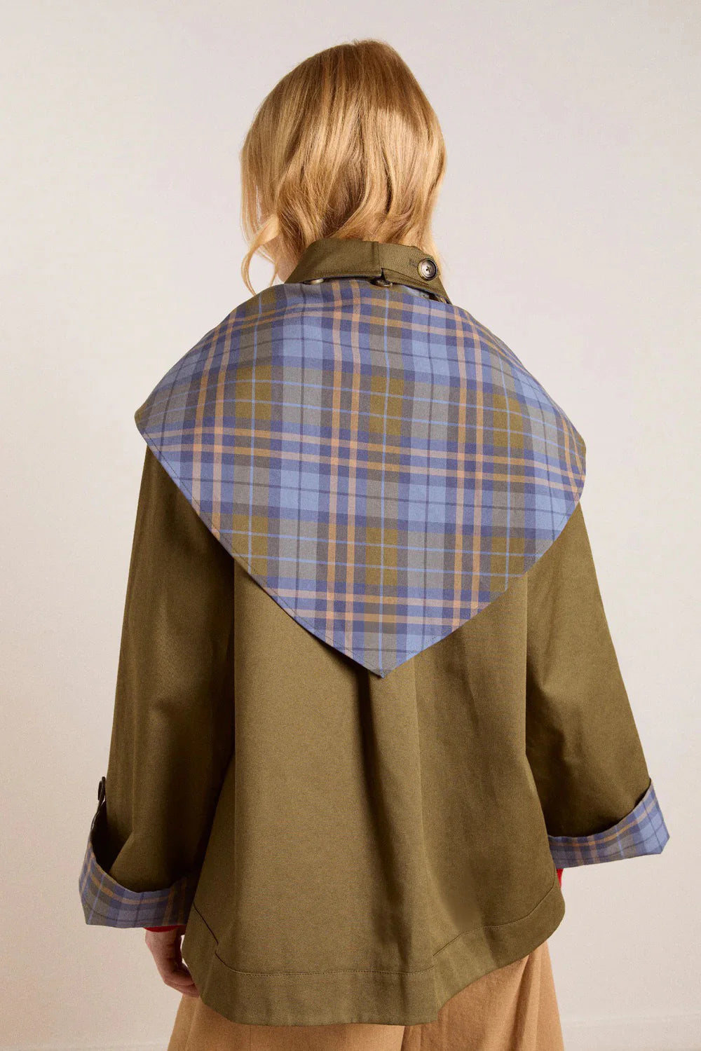 Damson Madder - Jerry Crop Trench Coat, Olive