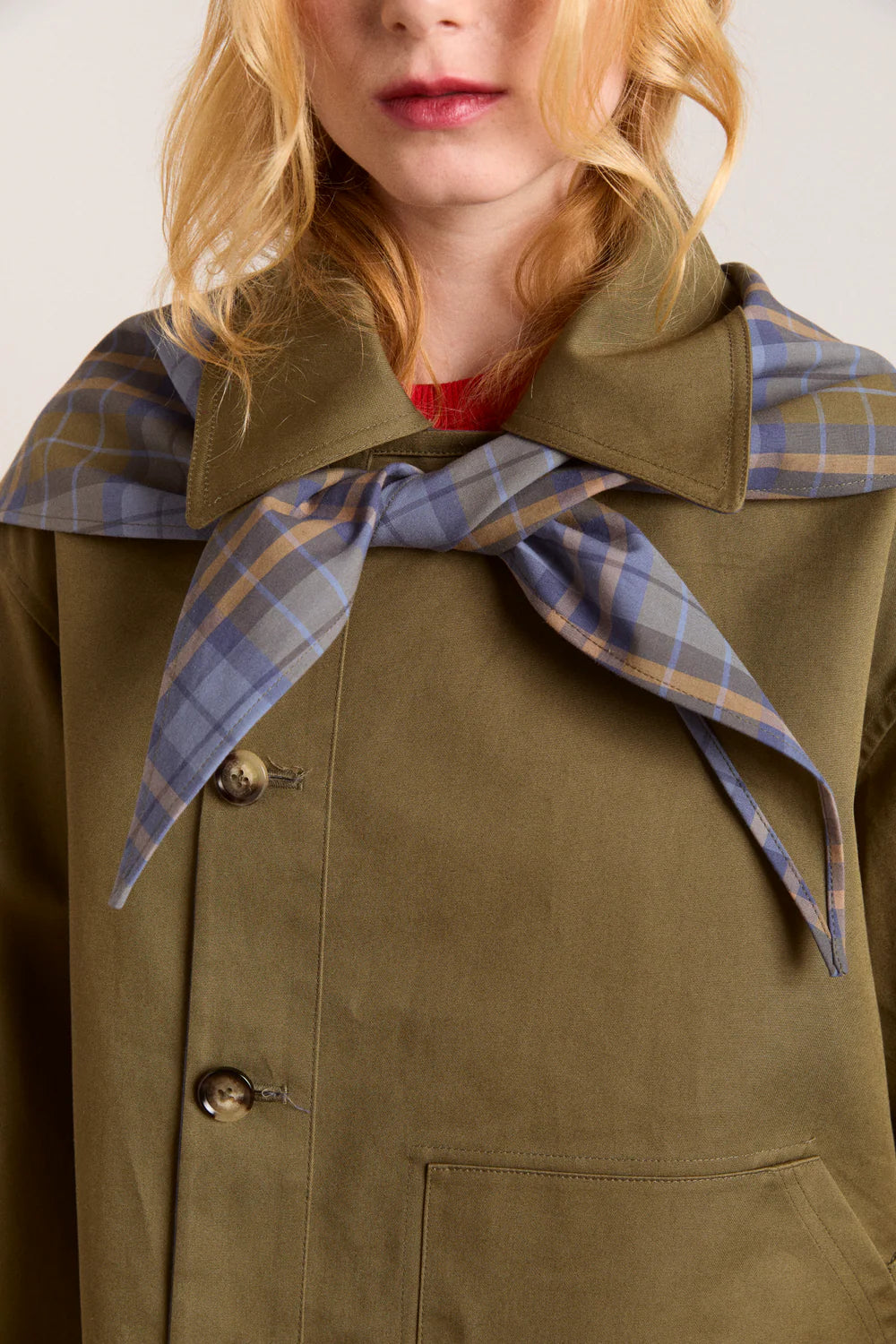 Damson Madder - Jerry Crop Trench Coat, Olive