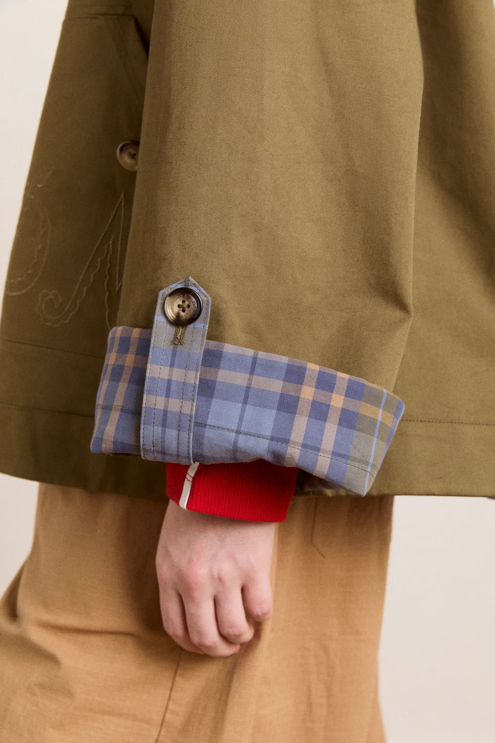 Damson Madder - Jerry Crop Trench Coat, Olive