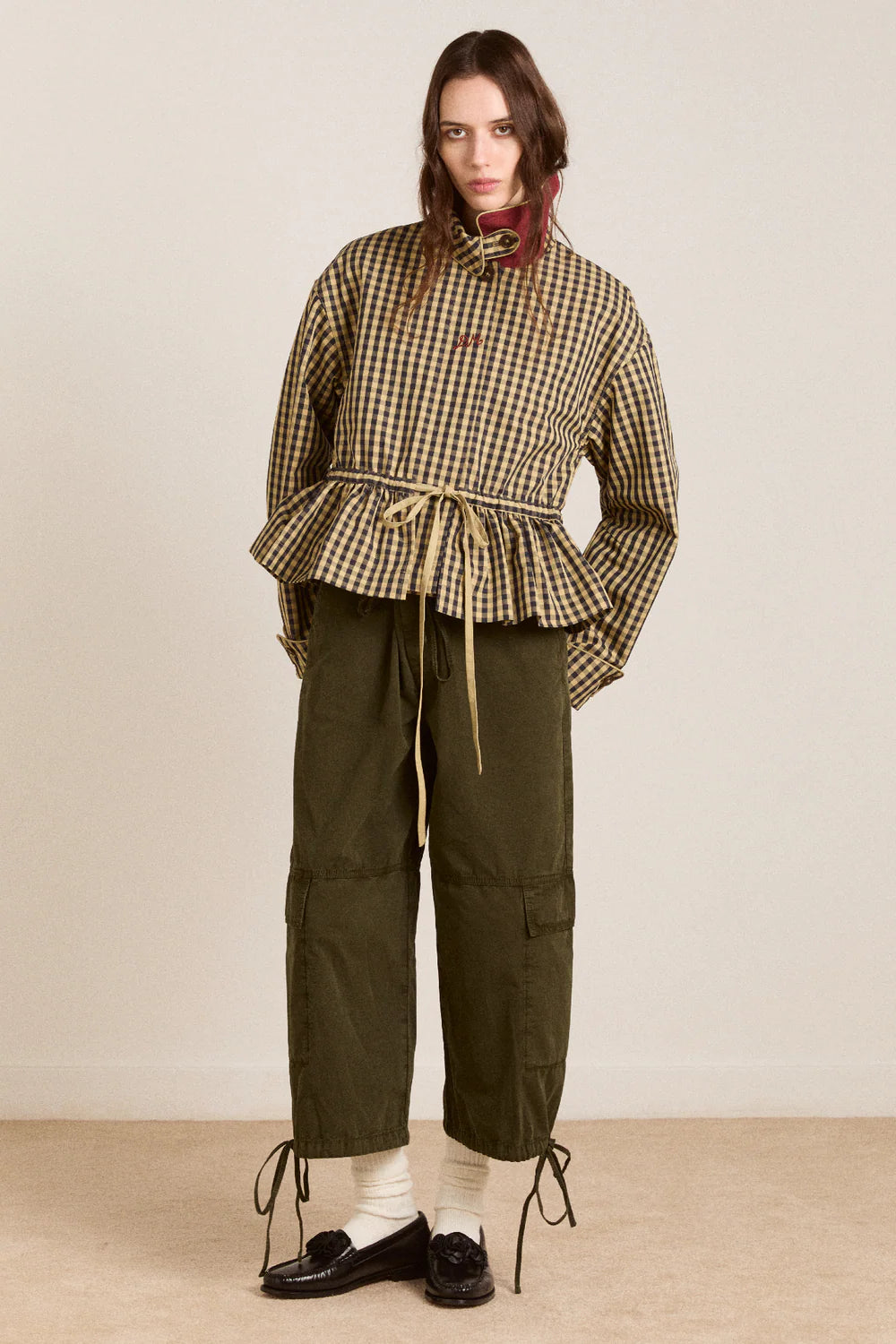 Damson Madder - Myrtle Trench Coat, Navy Gingham