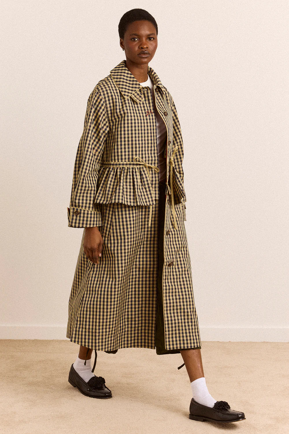 Damson Madder - Myrtle Trench Coat, Navy Gingham