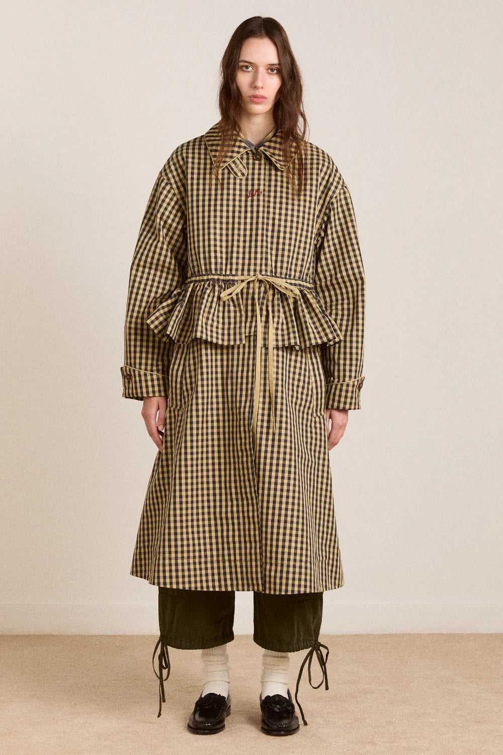 Damson Madder - Myrtle Trench Coat, Navy Gingham