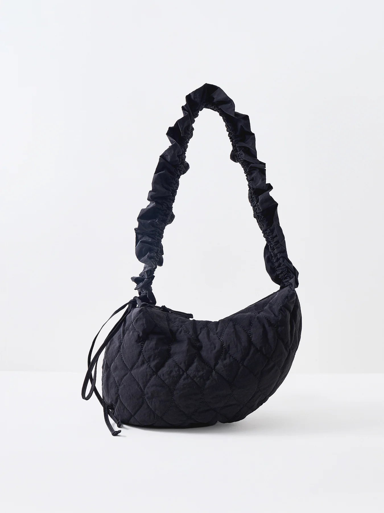 Damson Madder -Embroidered Rose Ruched Kidney Bag