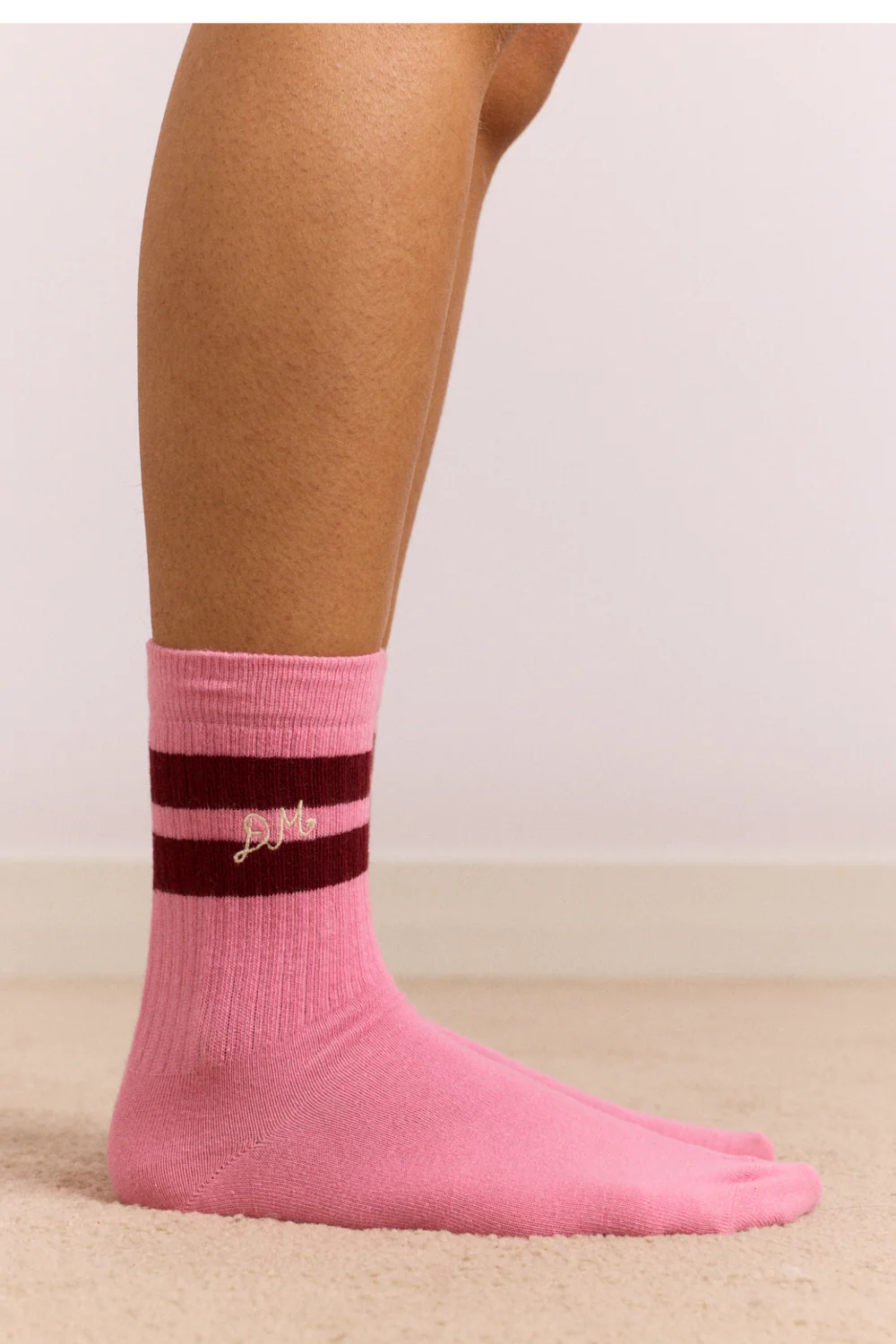 Damson Madder - Sporty Calf Length Sock, Pink/Burg