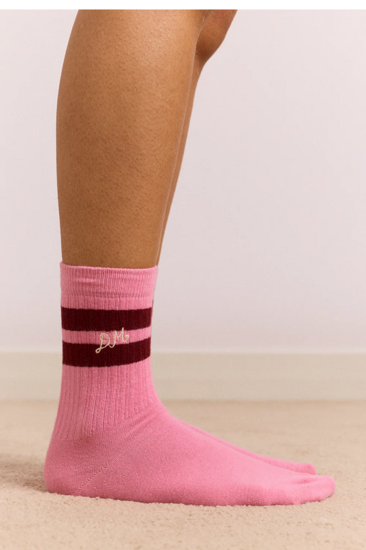 Damson Madder - Sporty Calf Length Sock, Pink/Burg