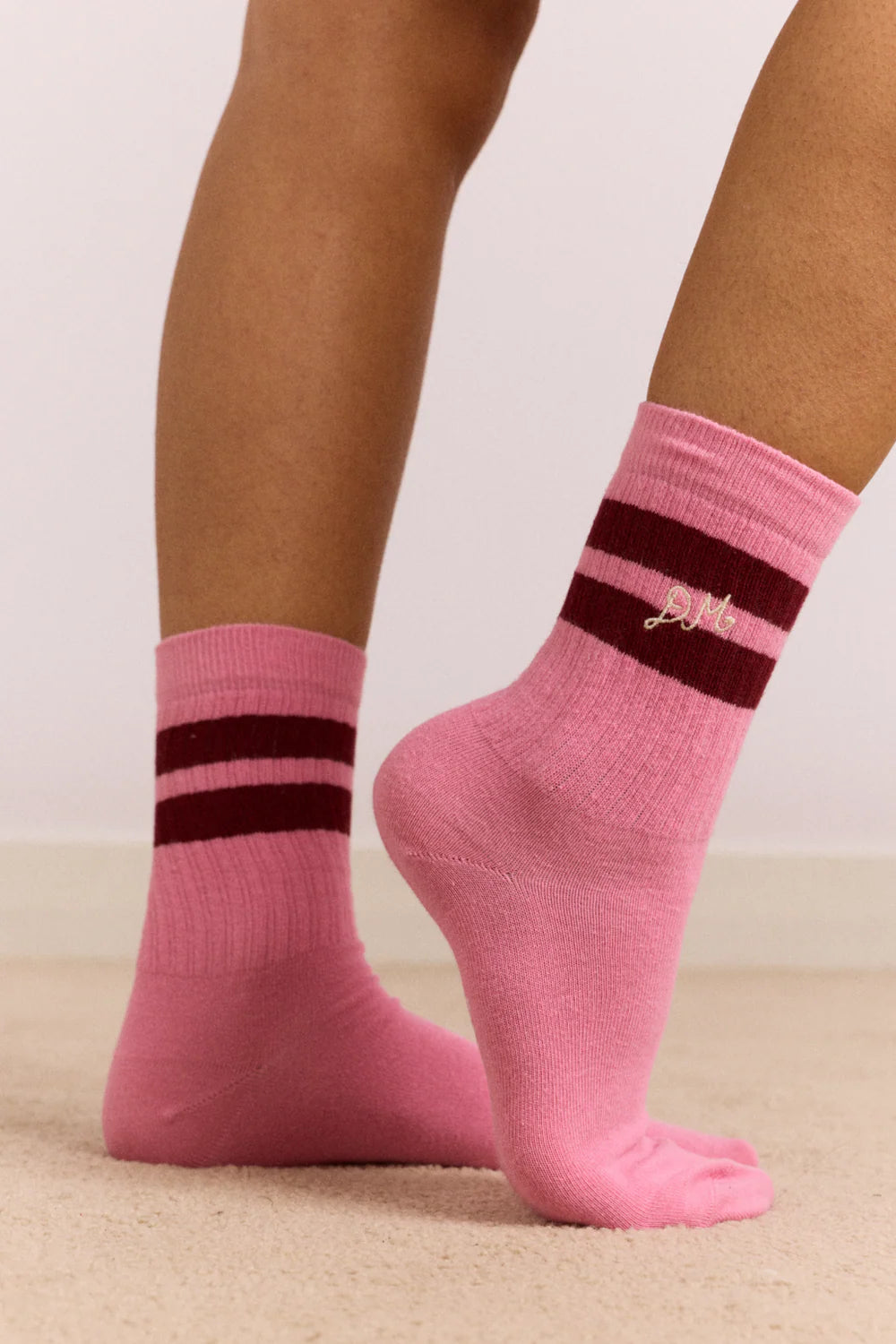 Damson Madder - Sporty Calf Length Sock, Pink/Burg