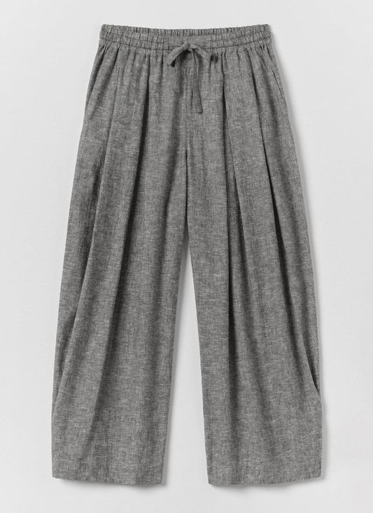 TOAST - Pleated Melange Linen Cotton Trousers, Soft Charcoal