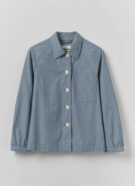 TOAST - Baya Patch Pocket Stripe Cotton Shirt, Chambray Blue